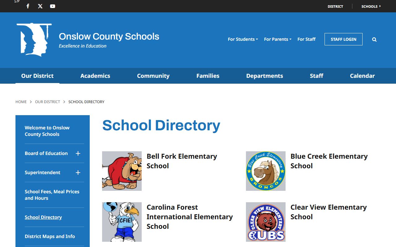 Onslow County phone directory school directory