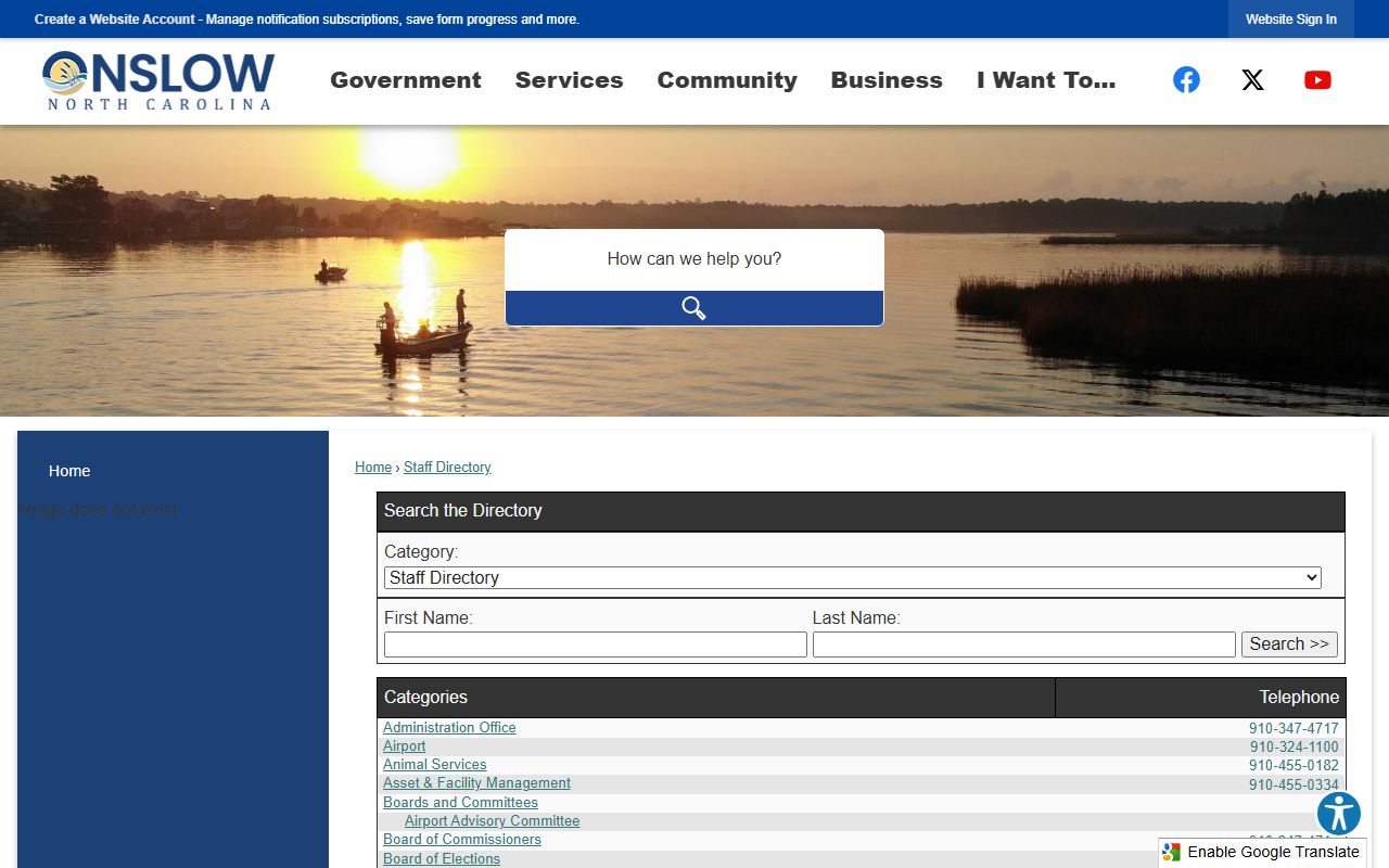 Onslow County phone directory county staff directory
