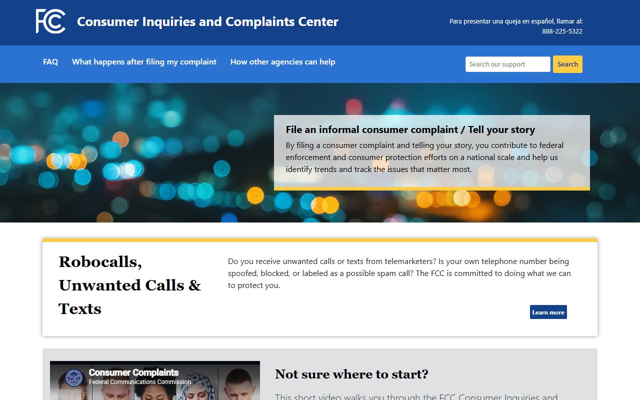 Onslow County phone area codes FCC complaint center
