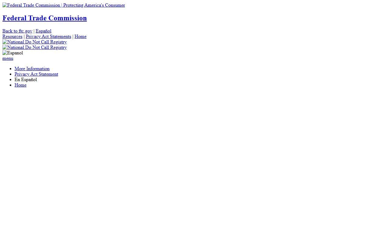 Onslow County phone codes FTC Do Not Call registry