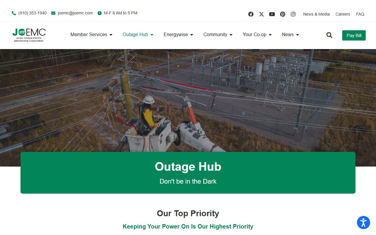 Onslow County phone numbers Jones-Onslow EMC outage hub