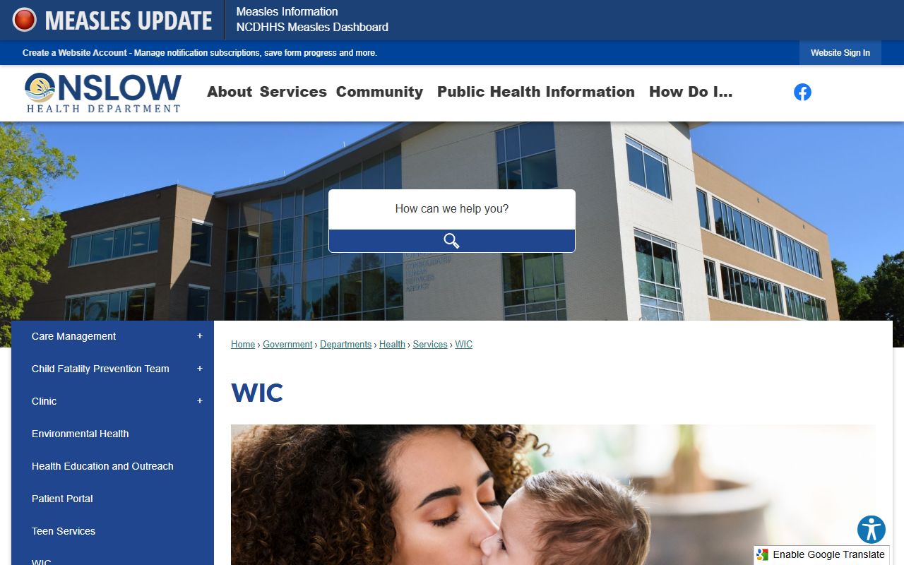 Onslow County phone numbers WIC office contacts