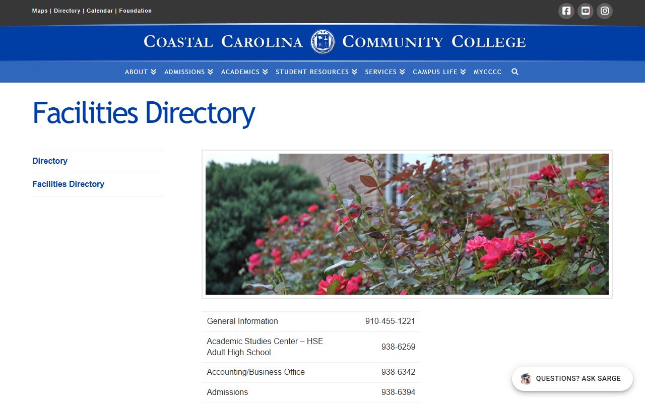 Onslow County phone numbers Coastal Carolina facilities directory